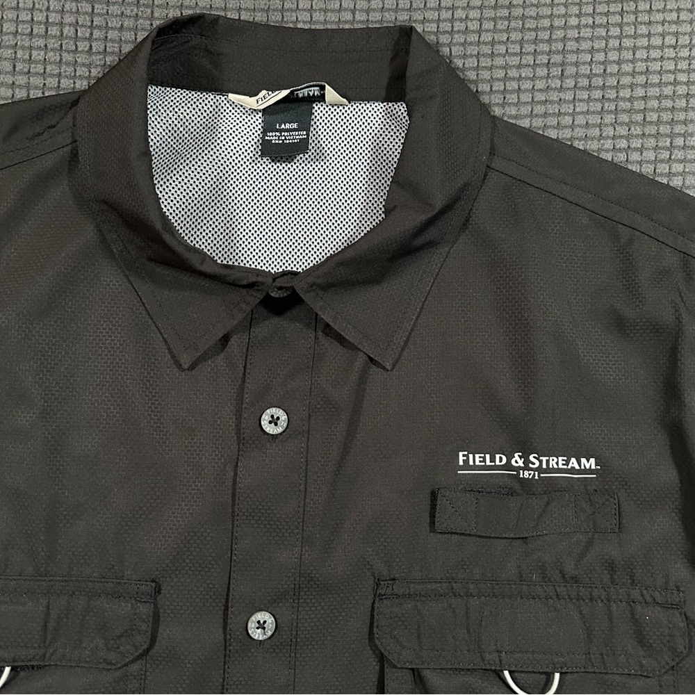 Field And Stream Fishing Shirt Mens Large Black Short Sleeve Vented Outdoor - Picture 2 of 7